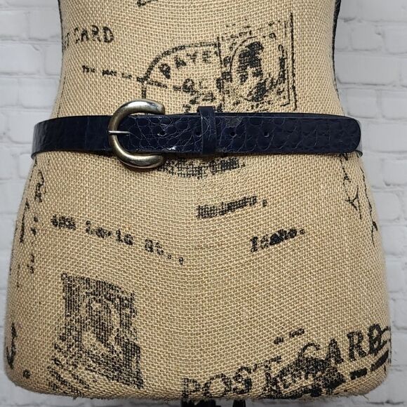 Vintage 80s 90s Midnight Blue Croc Skinny - Picture 1 of 11